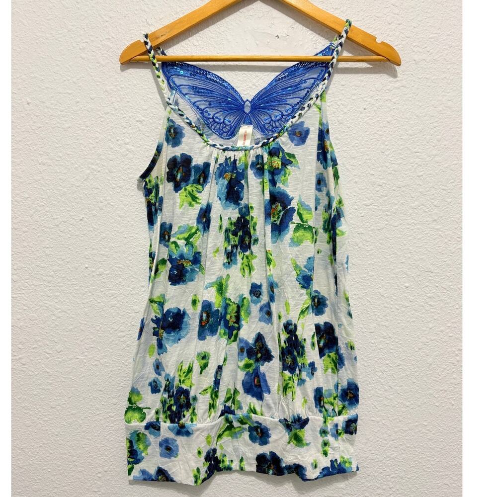 Y2K No boundaries Butterfly Floral Cami Tank Bubble Hem Fairy Winx whimsy